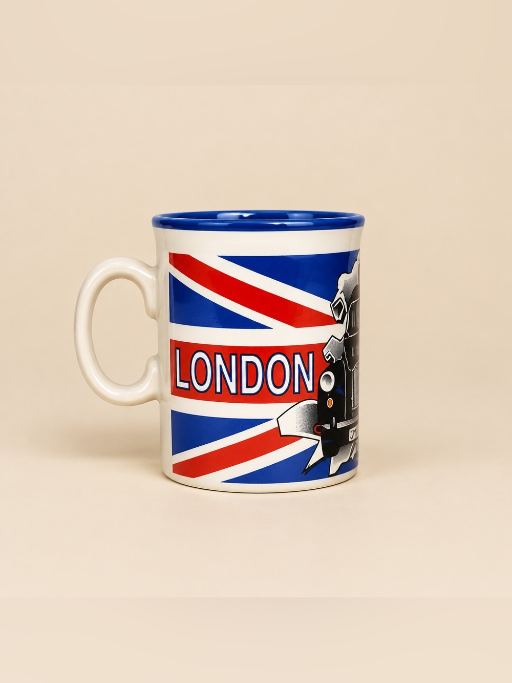 Ceramic London Unmarked Red White Blue Taxi Coffee Cup